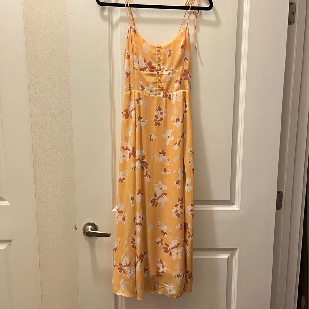 Abercrombie & Fitch Floral Pastel Yellow Midi Dress